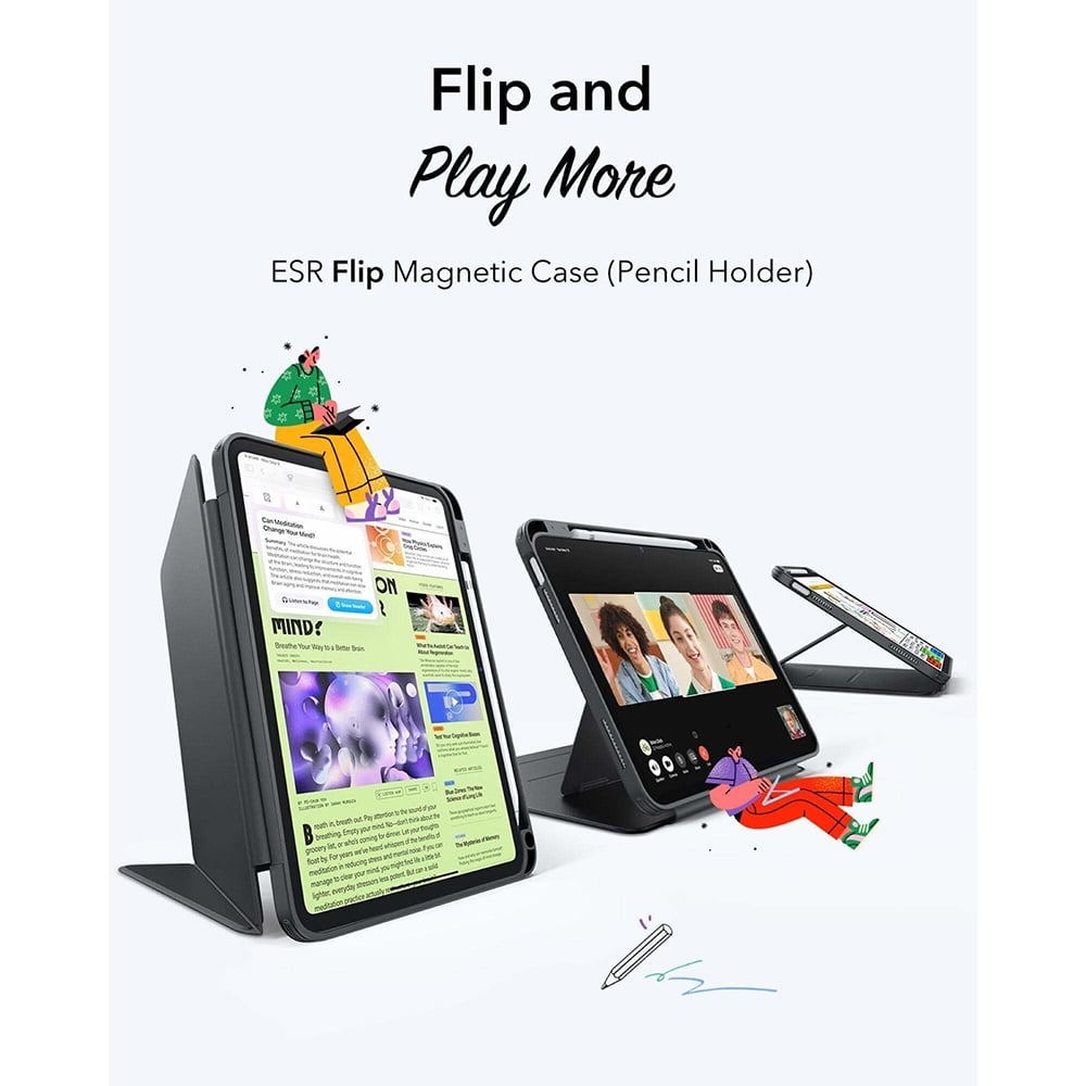 Husa pentru iPad 10 (2022) 10.9 / 11 (2025 - ESR FlipA Hybrid (with Pencil Holder) - Black