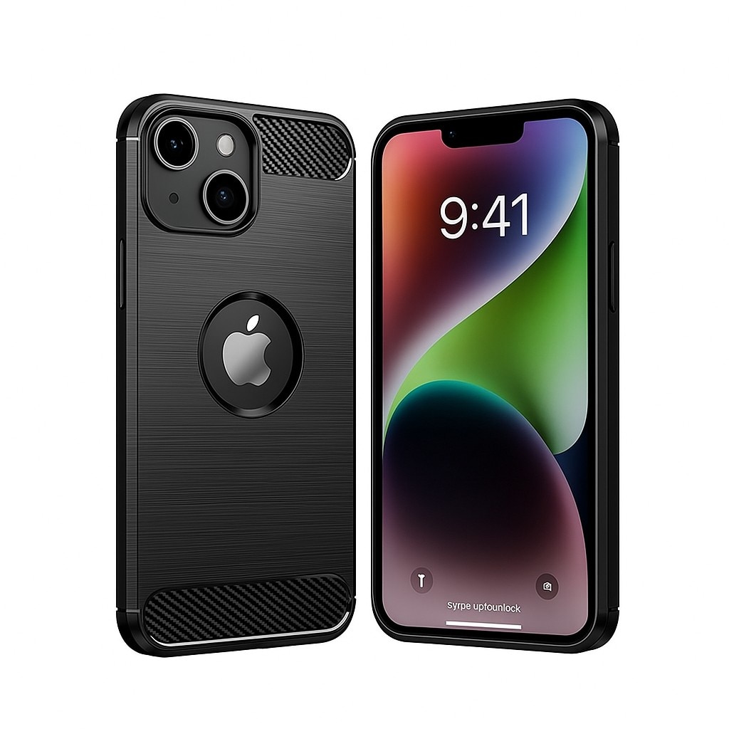 Husa Protectie, Flippy, compatibila Apple iPhone 14, Carcasa TPU Carbon, 1.5 mm, Negru