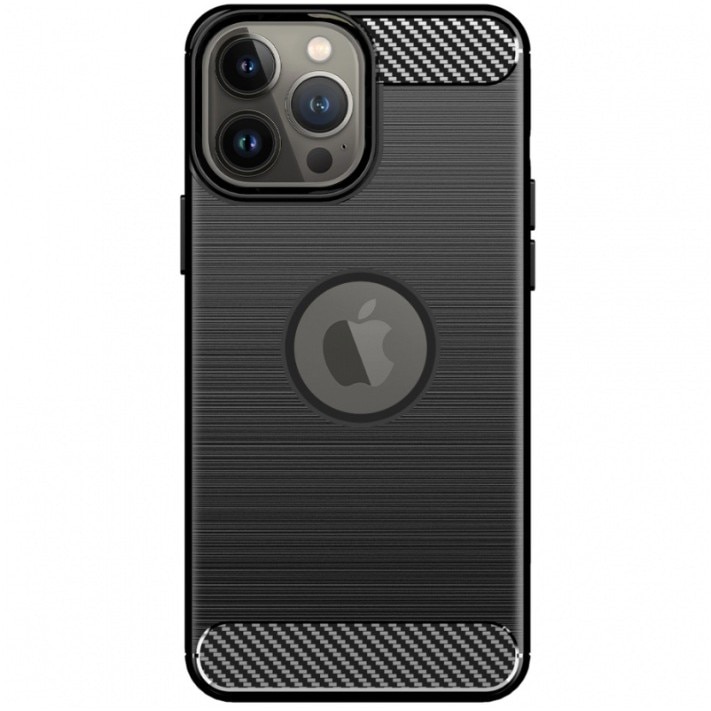 Husa Protectie, Flippy, compatibila Apple iPhone 14, Carcasa TPU Carbon, 1.5 mm, Negru