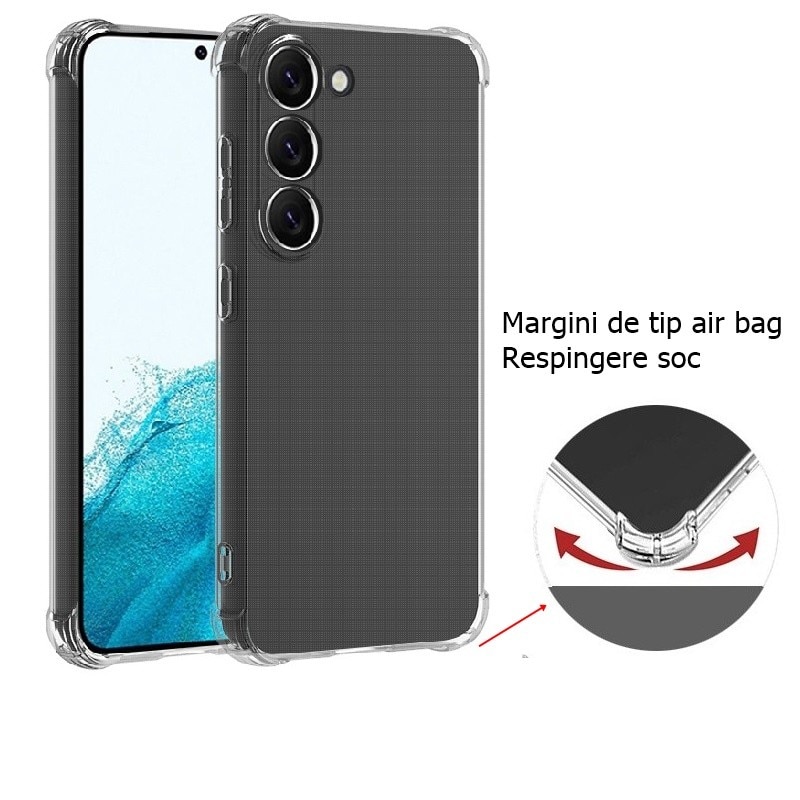 Husa de protectie Flippy, Airbag Shock Absorption, TPU, pentru Samsung Galaxy S23, Transparent