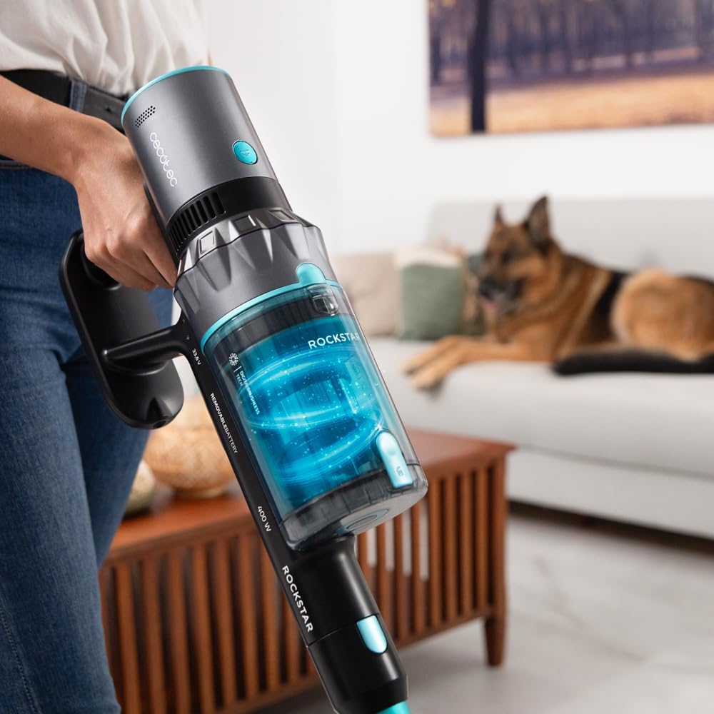 Aspirator vertical 400W, Cecotec Rockstar 2500 ThunderFlex, 30kPa, 65 minute autonomie, perie jalisco&accesoriu animale