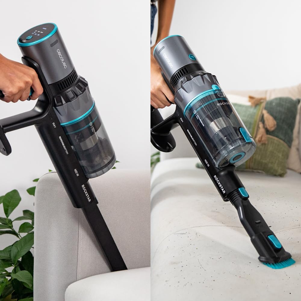 Aspirator vertical 400W, Cecotec Rockstar 2500 ThunderFlex, 30kPa, 65 minute autonomie, perie jalisco&accesoriu animale