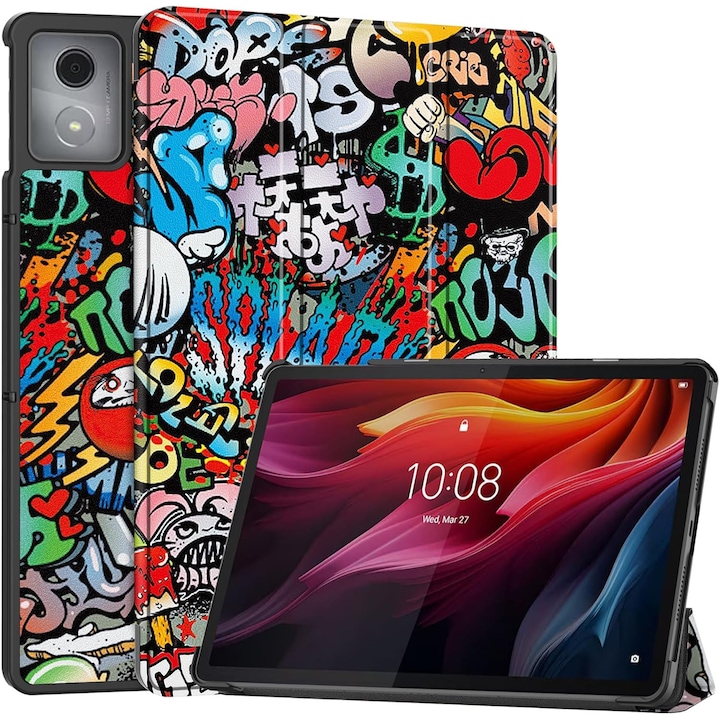Husa tableta pentru, Lenovo Tab K11 Plus 11.45 inch 2024, TB-352FU/TB-352XU, auto functie sleep/wake tip stand, Graffiti