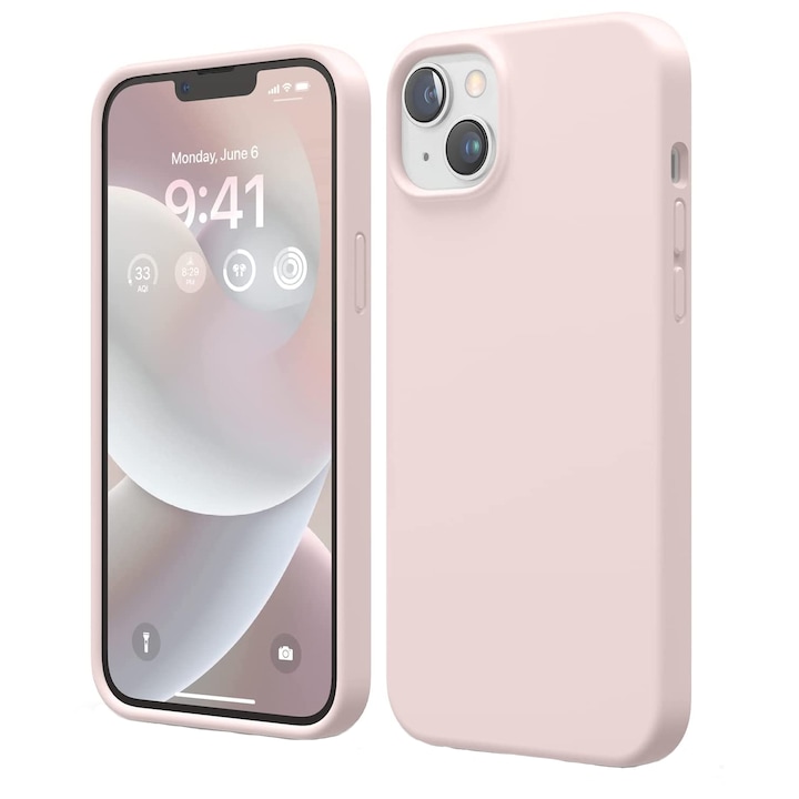 Husa PremiumCell Soft Silicone pentru iPhone 14, Roz, Ultra Slim, Silicon, Interior din microfibra