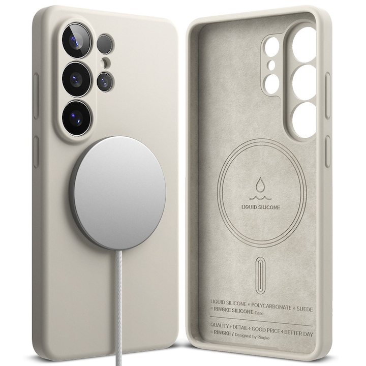 Husă Ringke pentru Samsung Galaxy S26 Ultra, Silicon MagSafe, Antisoc, Gri Stone