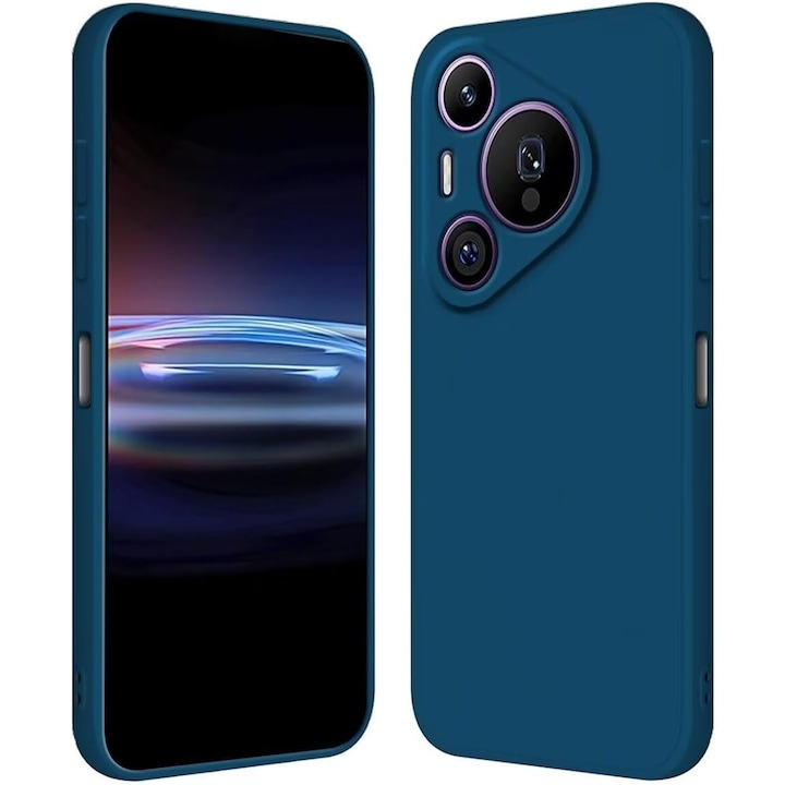 Husa de Protectie, Flippy, pentru Huawei Pura 70, Liquid Silicone, cu Microfibra pe Interior, Protectie Antisoc, Compatibil Incarcare Wireless, Albastru