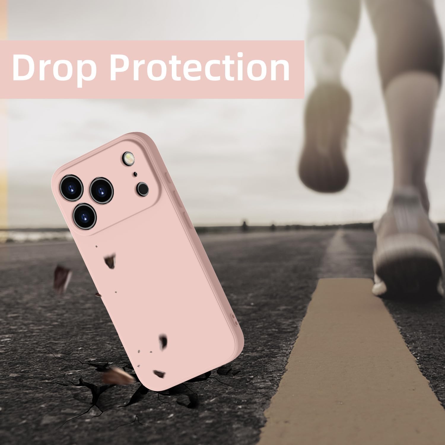 Husa Soft Touch, slim, ALC Mobile, anti soc, compatibila cu IPhone 17 Pro Max, Roz Pal Tpu