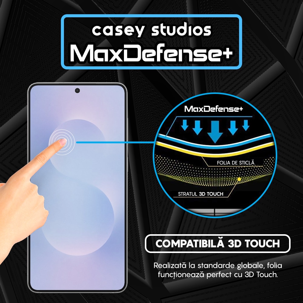 Folie Sticla CASEY STUDIOS™ compatibila cu Samsung Galaxy S25 EDGE, Full Cover 3D, Full Glue, Sticla Securizata, Duritate Militara, Ultra HD, Protectie Profesionala Ecran 3D, Anti Zgarieturi, Anti Socuri, Margini Negre