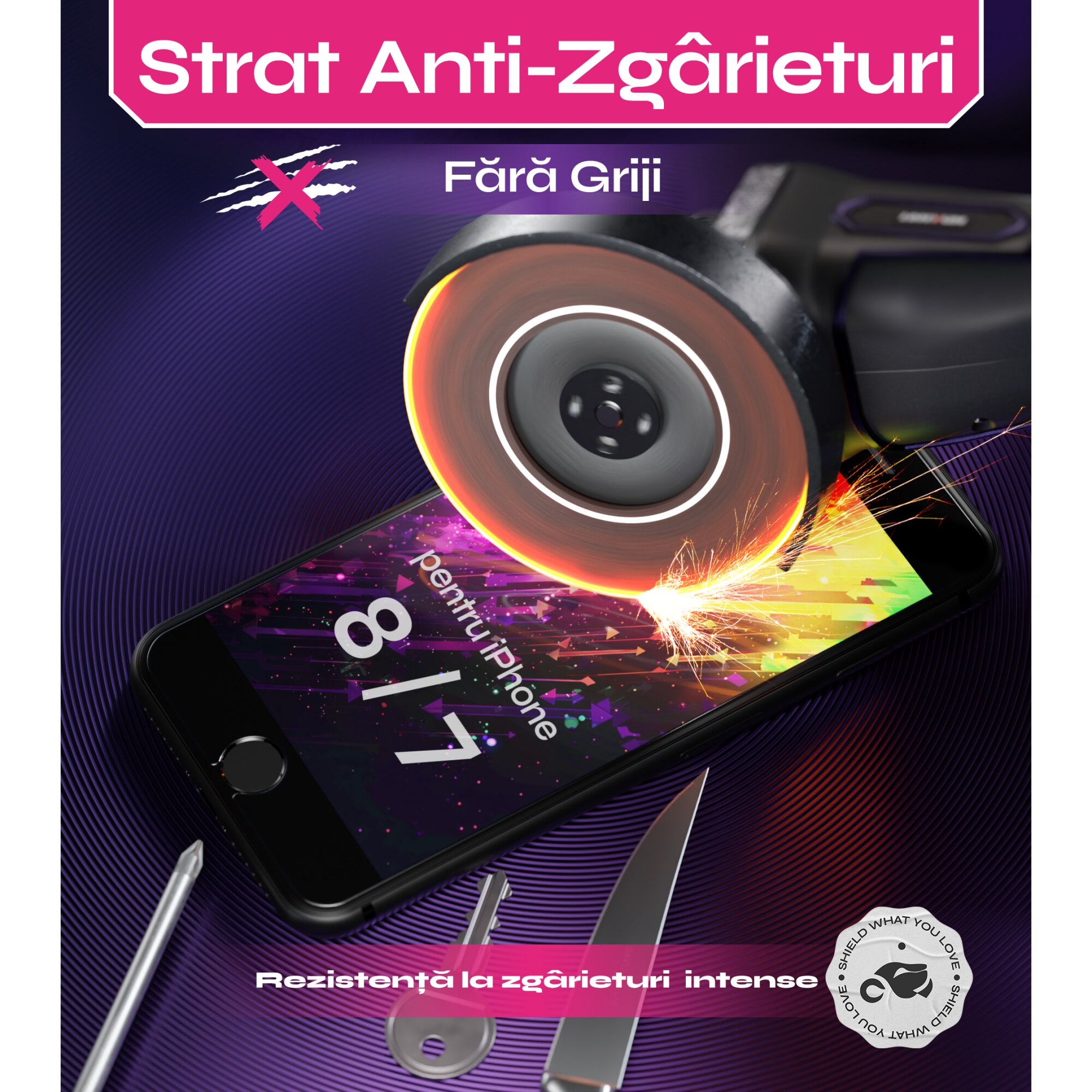 Folie sticla compatibil cu iPhone 8 / 7, set 2 buc, DefenSlim, instalare usoara si rapida cu dispozitiv de potrivire automata in 30 sec cu Easy Install Kit patentat, protectie telefon
