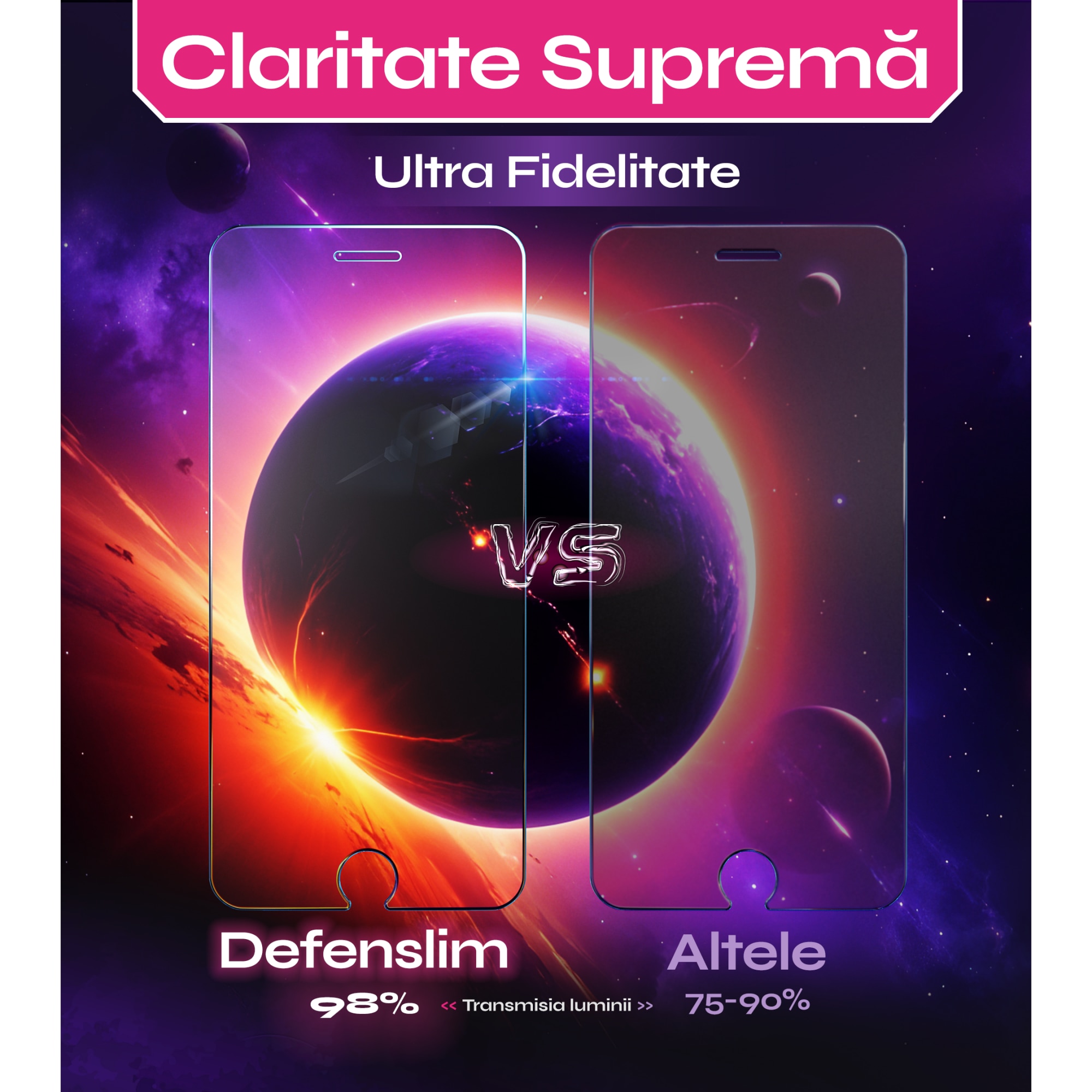Folie sticla compatibil cu iPhone 8 / 7, set 2 buc, DefenSlim, instalare usoara si rapida cu dispozitiv de potrivire automata in 30 sec cu Easy Install Kit patentat, protectie telefon
