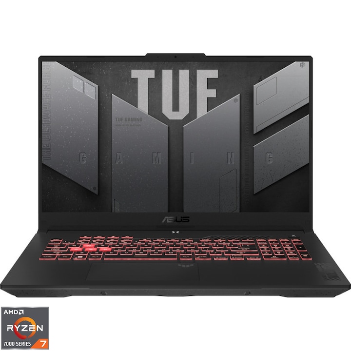 Laptop Gaming ASUS TUF A17 FA707NUG, AMD Ryzen 7 7445HS, 17.3'', 48 GB DDR5, 1 TB SSD, NVIDIA GeForce RTX, 4050 6GB, GDDR6