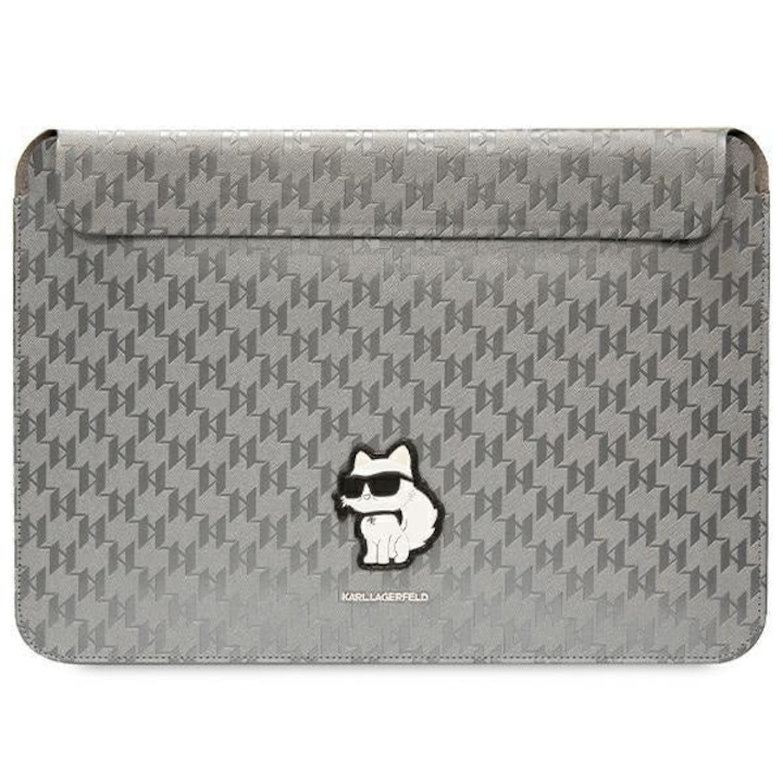 Husa Karl Lagerfeld Saffiano Monogram Choupette compatibila cu laptop 14 inch Silver