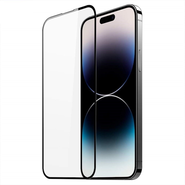 Folie de protectie Ceramica, Flippy, compatibila cu Apple iPhone 15 Pro, Transparenta HD, 9H, margini negre