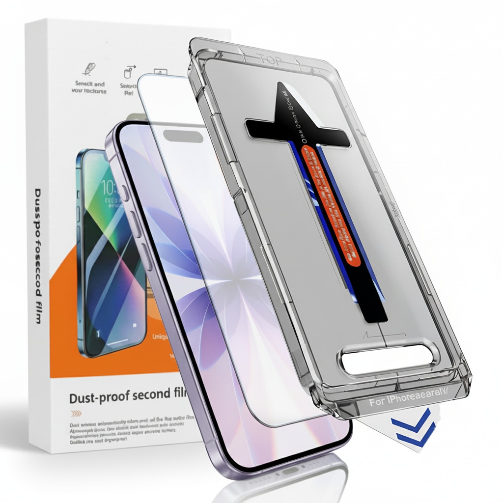 Folie Protectie compatibila cu iPhone17, Sticla Templata 9H+, cu Kit de Aplicare Instanta si Functie Automata de Indepartare a Prafului, Claritate Super HD, Tratament Electronic Oleofobic si Anti Amprente