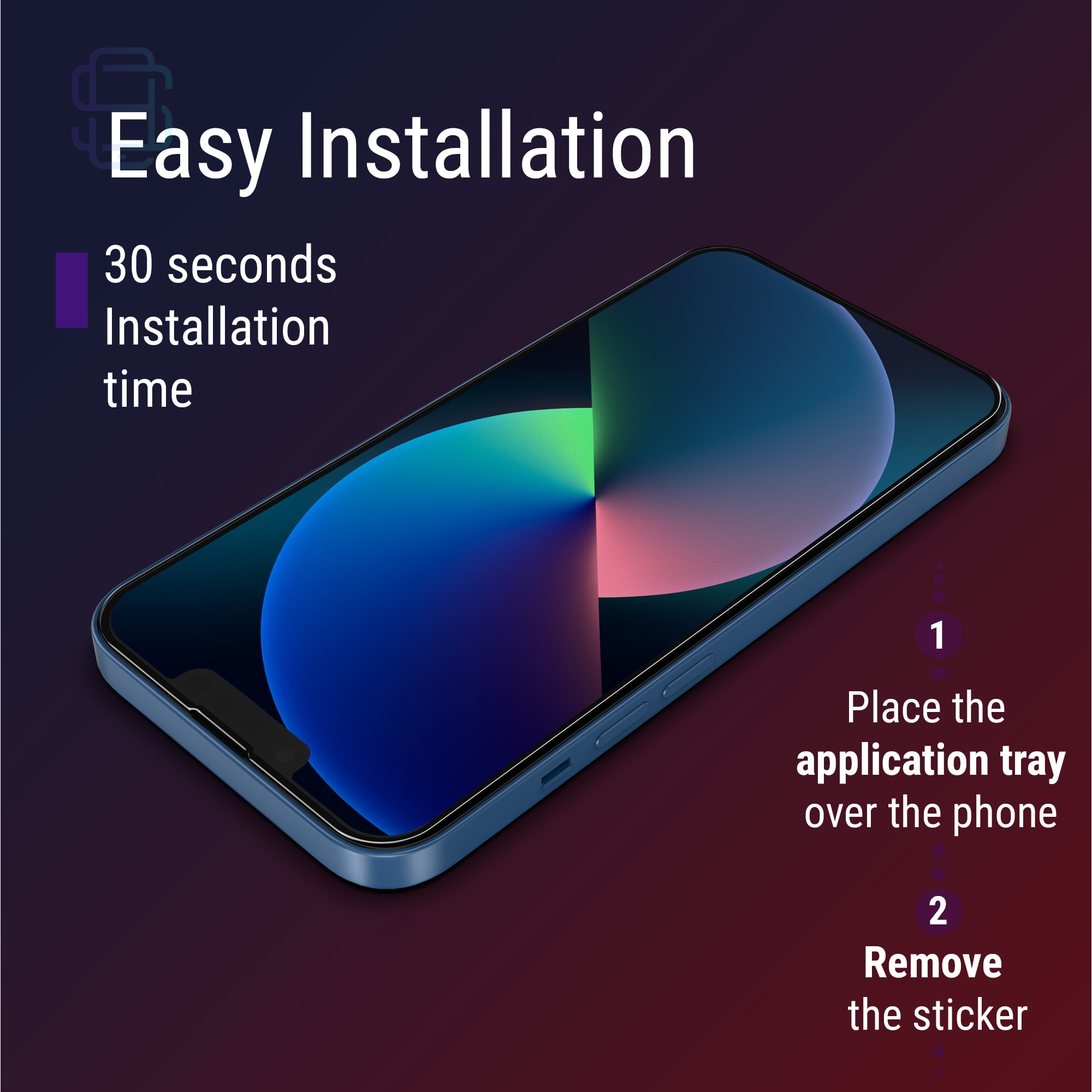 Set 2 Folii sticla pentru iPhone 13 / 13 Pro, Full Cover 3D, DefenSlim, instalare usoara si rapida cu dispozitiv de potrivire automata in 30 sec cu Easy Install Kit patentat, protectie telefon