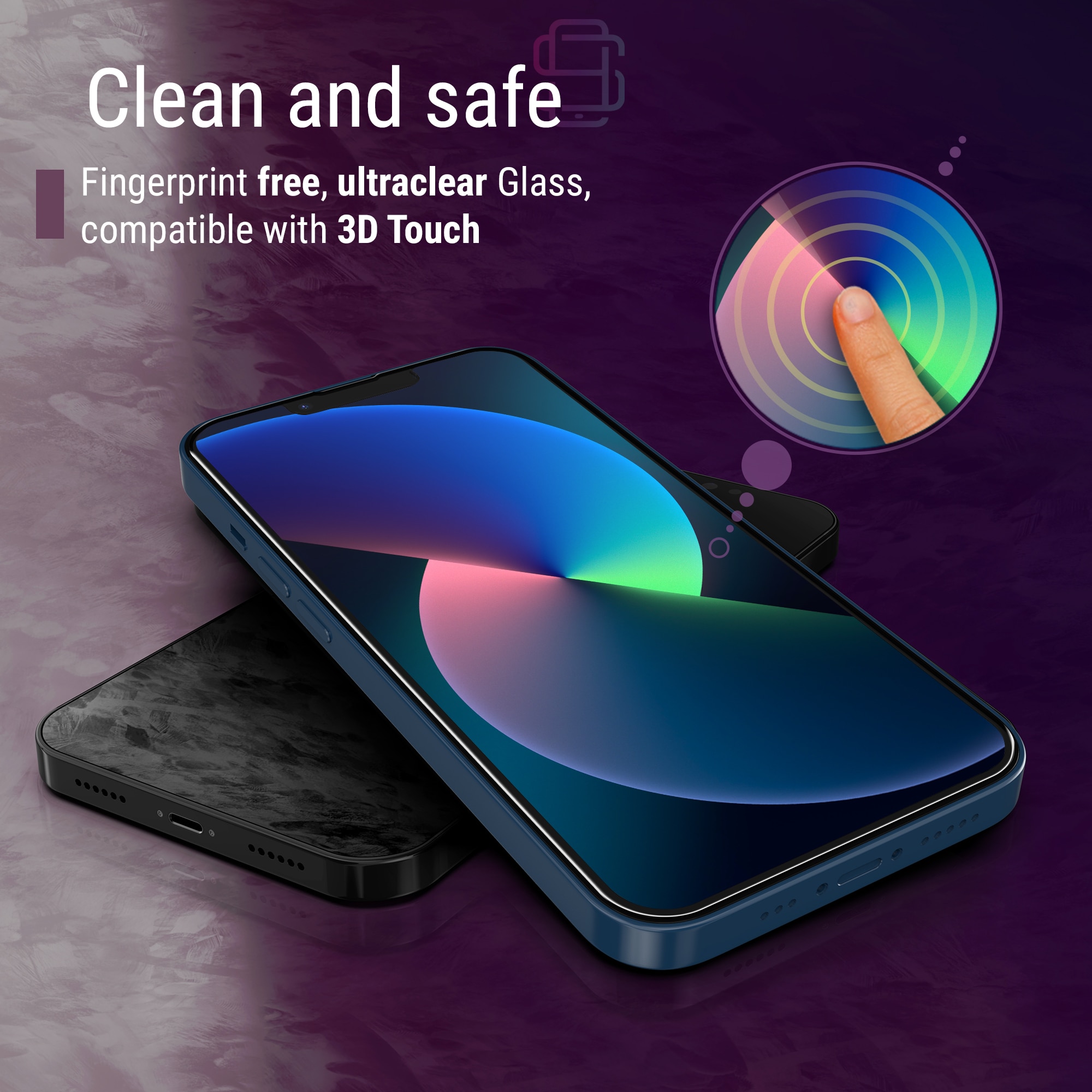 Set 2 Folii sticla pentru iPhone 13 / 13 Pro, Full Cover 3D, DefenSlim, instalare usoara si rapida cu dispozitiv de potrivire automata in 30 sec cu Easy Install Kit patentat, protectie telefon