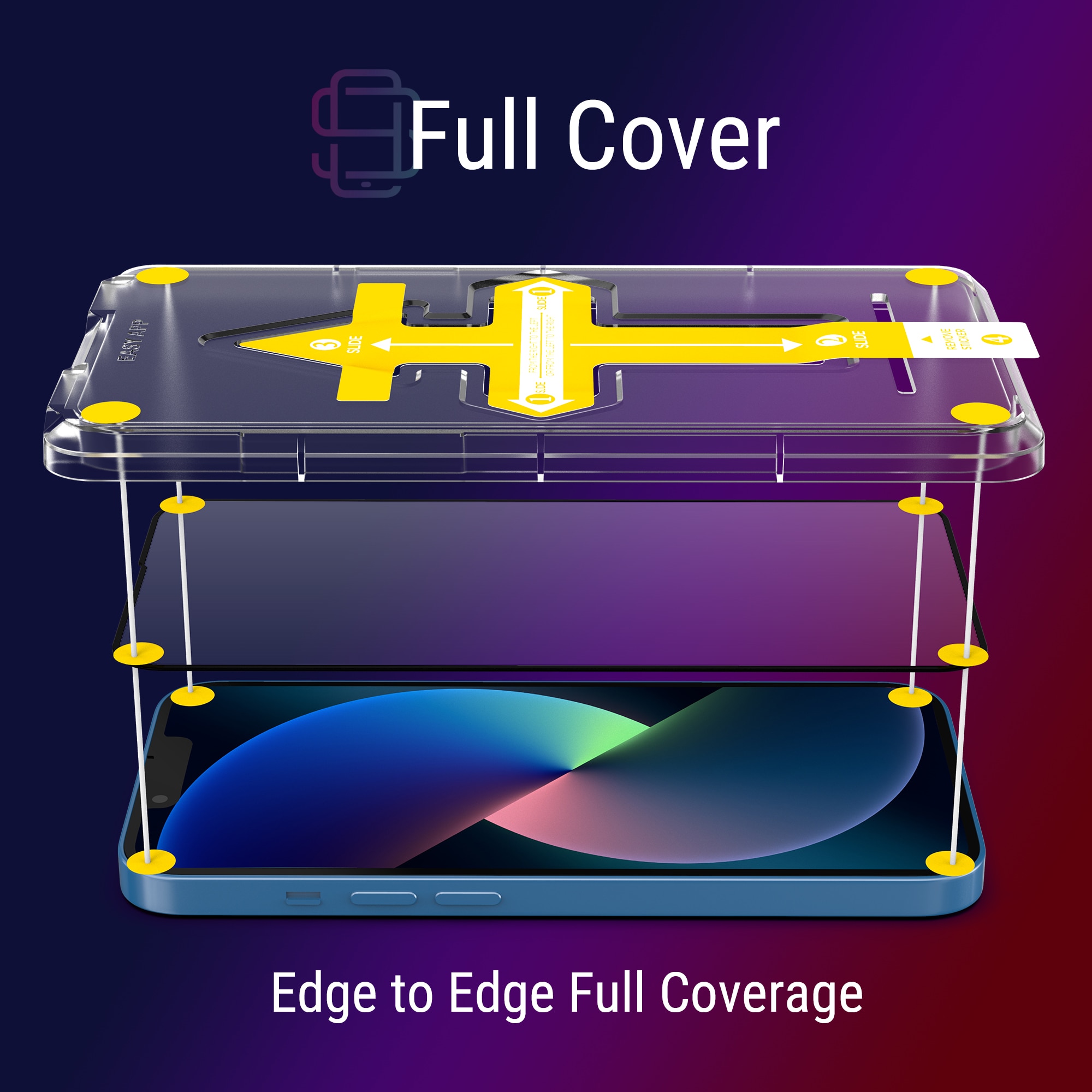 Set 2 Folii sticla pentru iPhone 13 / 13 Pro, Full Cover 3D, DefenSlim, instalare usoara si rapida cu dispozitiv de potrivire automata in 30 sec cu Easy Install Kit patentat, protectie telefon