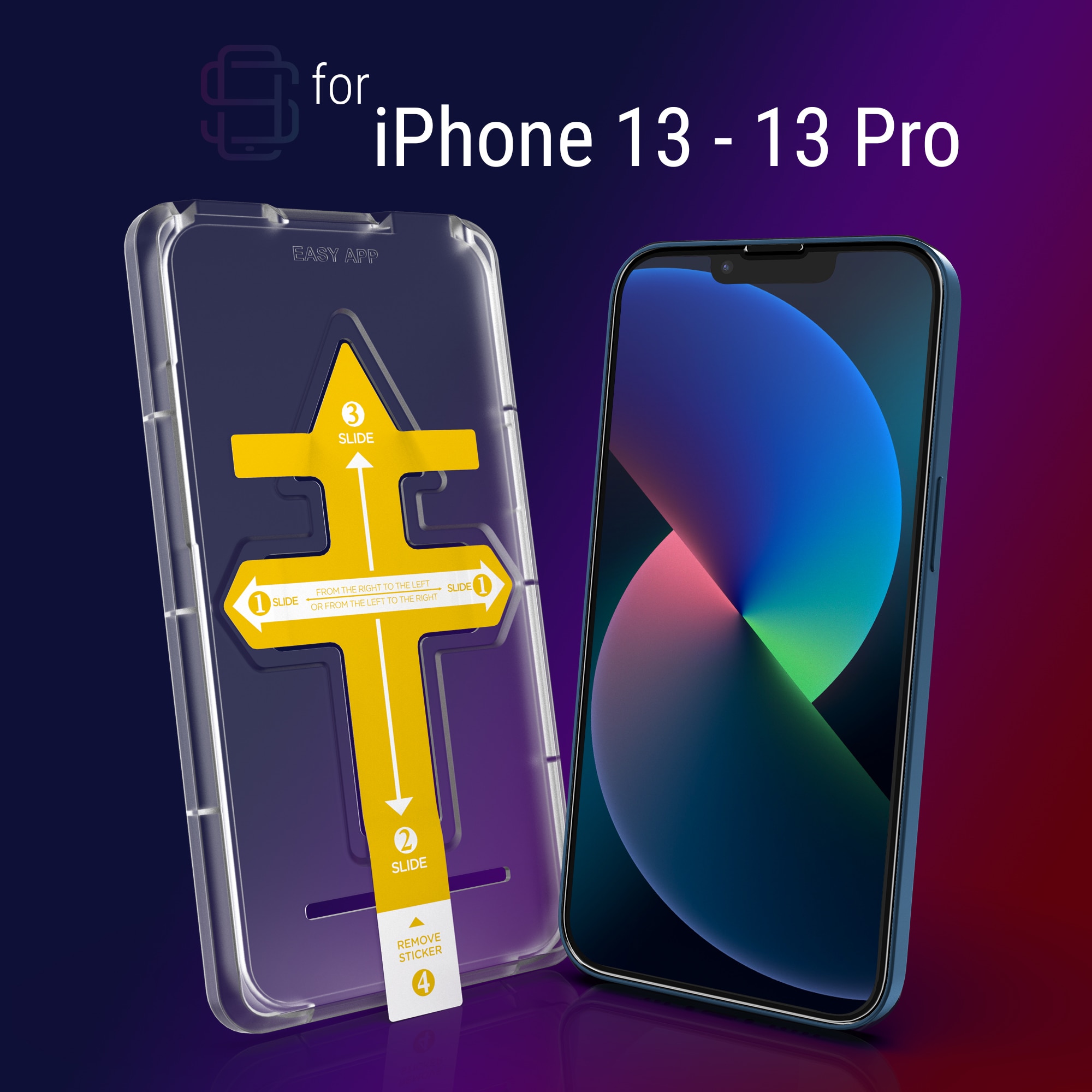 Set 2 Folii sticla pentru iPhone 13 / 13 Pro, Full Cover 3D, DefenSlim, instalare usoara si rapida cu dispozitiv de potrivire automata in 30 sec cu Easy Install Kit patentat, protectie telefon