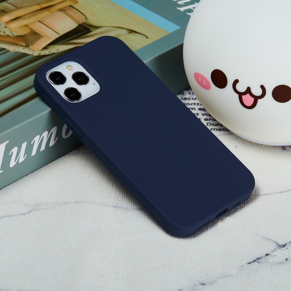 Husa protectie compatibila cu Apple iPhone 11 Pro Liquid Silicone Case Albastru inchis