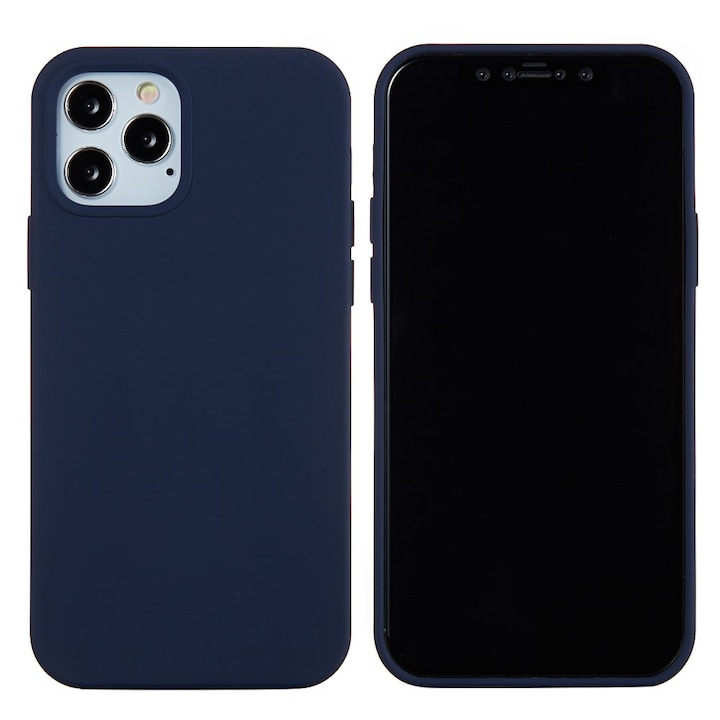 Husa protectie compatibila cu Apple iPhone 11 Pro Liquid Silicone Case Albastru inchis