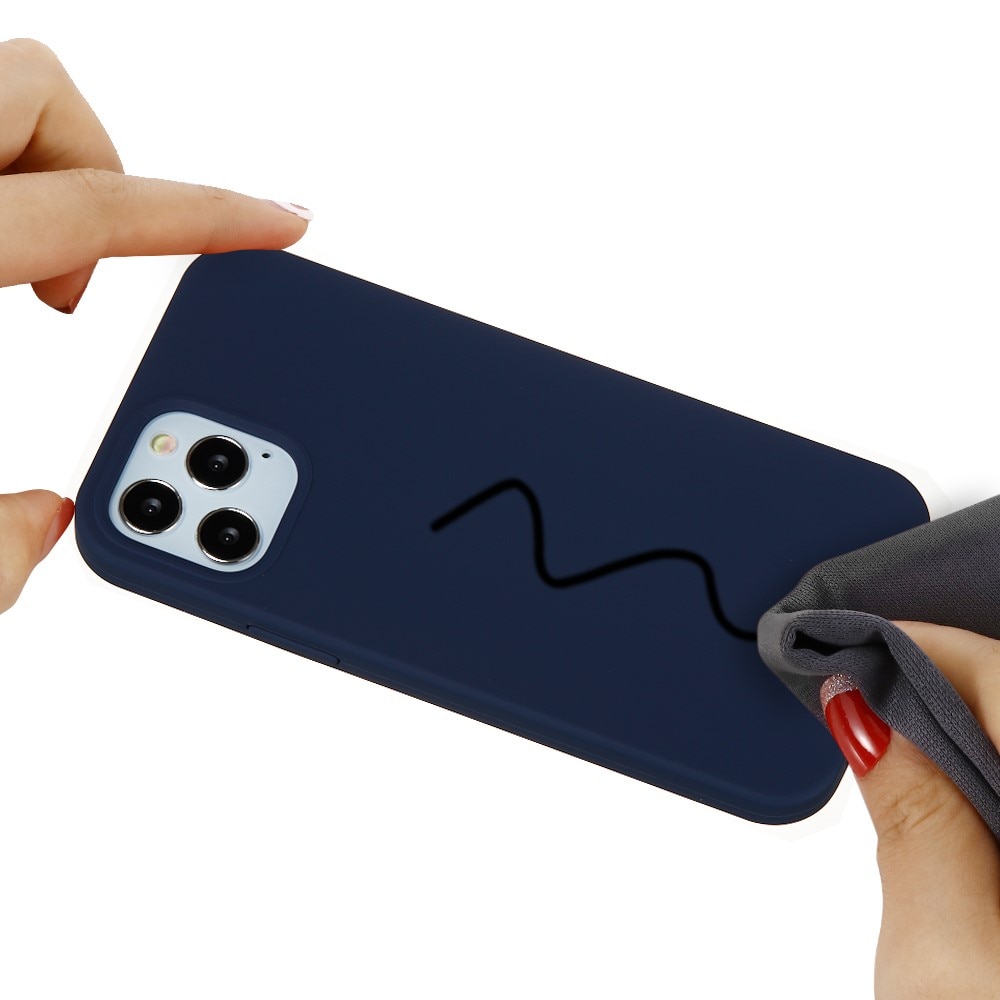 Husa protectie compatibila cu Apple iPhone 11 Pro Liquid Silicone Case Albastru inchis
