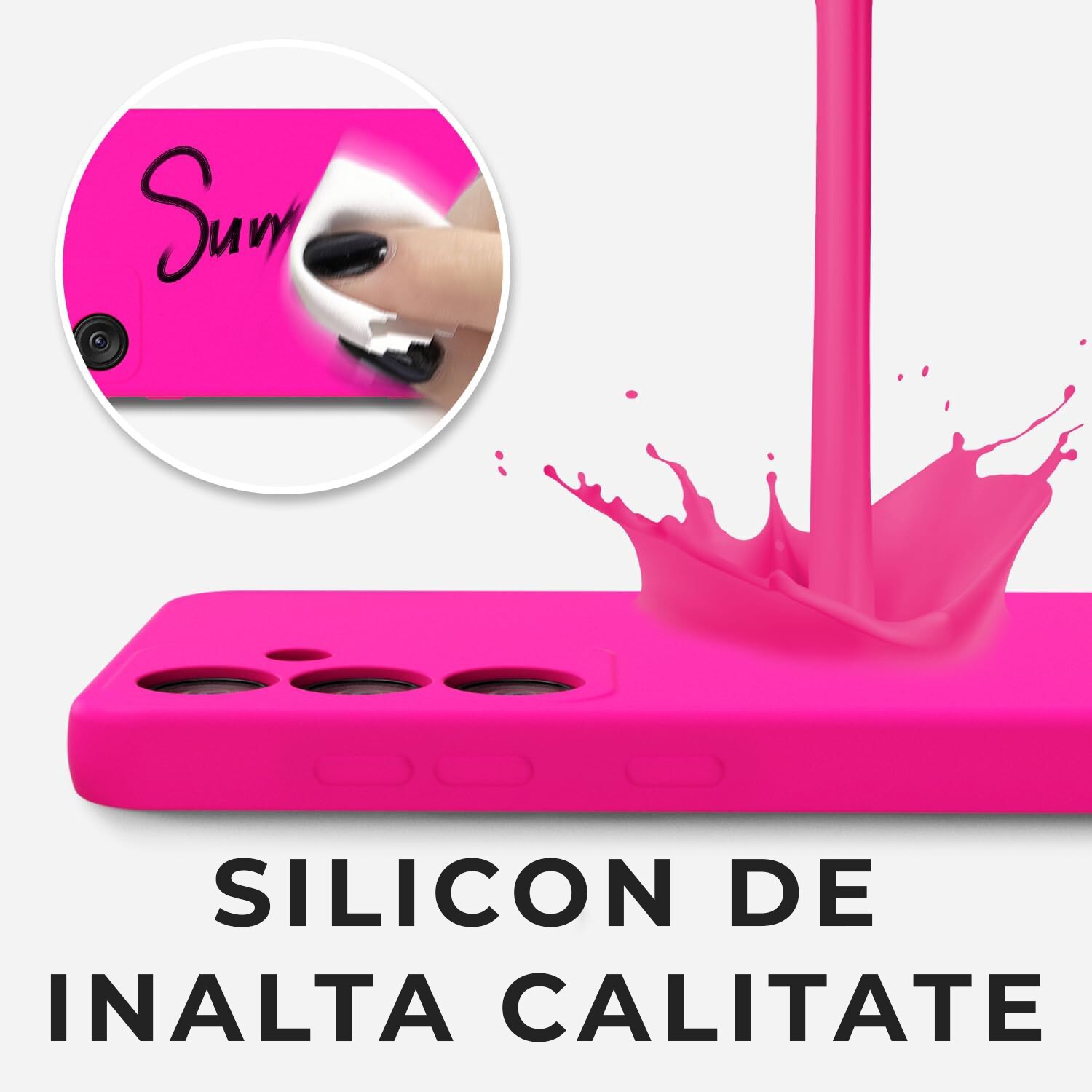 Husa pentru Samsung Galaxy S24 Plus Premium Silicon Daden®, Protectie Camera, Antisoc, Calitate Premium, Roz neon
