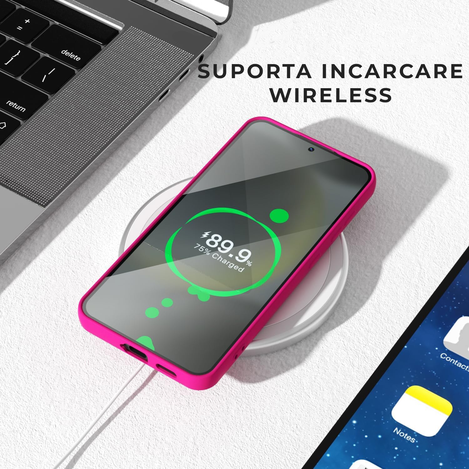 Husa pentru Samsung Galaxy S24 Plus Premium Silicon Daden®, Protectie Camera, Antisoc, Calitate Premium, Roz neon
