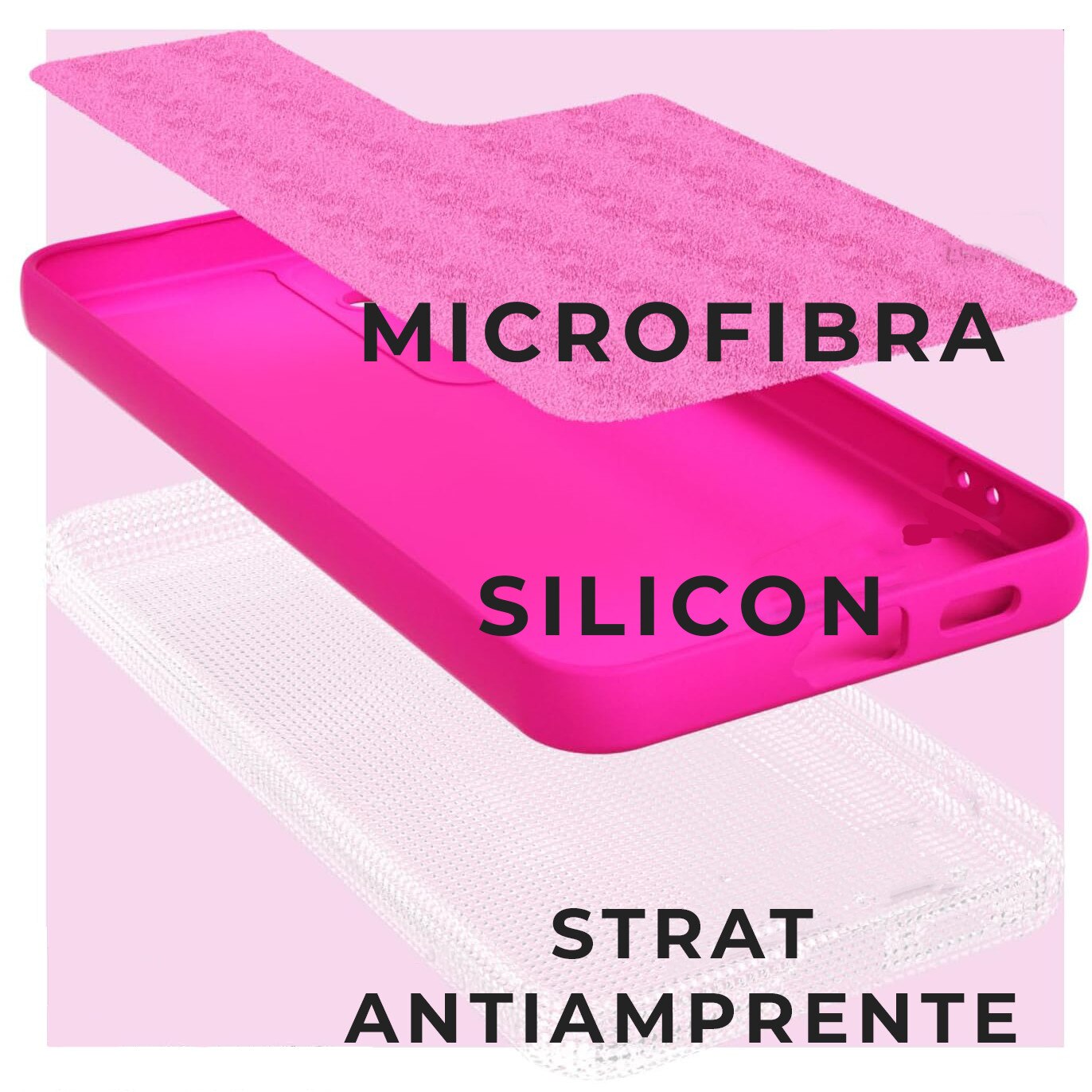 Husa pentru Samsung Galaxy S24 Plus Premium Silicon Daden®, Protectie Camera, Antisoc, Calitate Premium, Roz neon