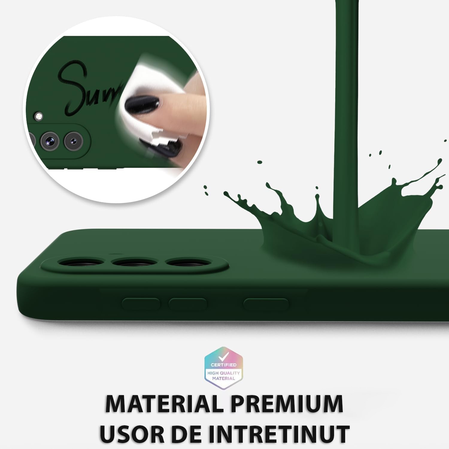 Husa pentru Samsung Galaxy A56 Daden® Silicon Soft, Ultra Slim, Protectie sporita, Interior de microfibra, Verde