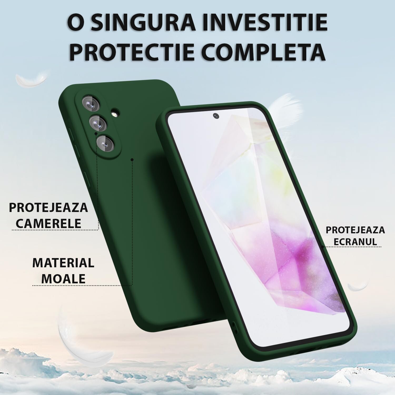 Husa pentru Samsung Galaxy A56 Daden® Silicon Soft, Ultra Slim, Protectie sporita, Interior de microfibra, Verde