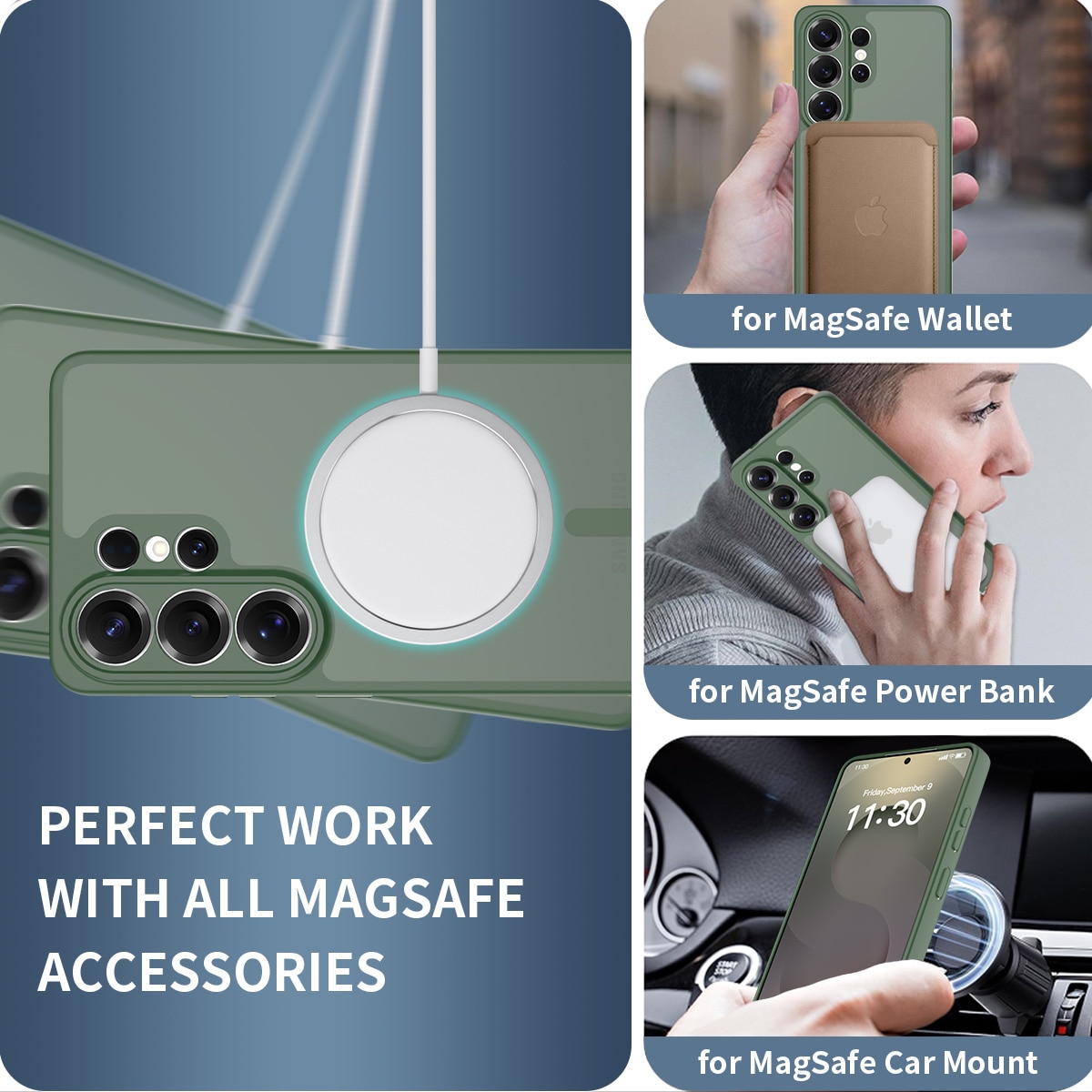Husa de protecție pentru Samsung Galaxy S26 Ultra, verde închis, material TPU + Policabonat, protecție completă, anti-soc