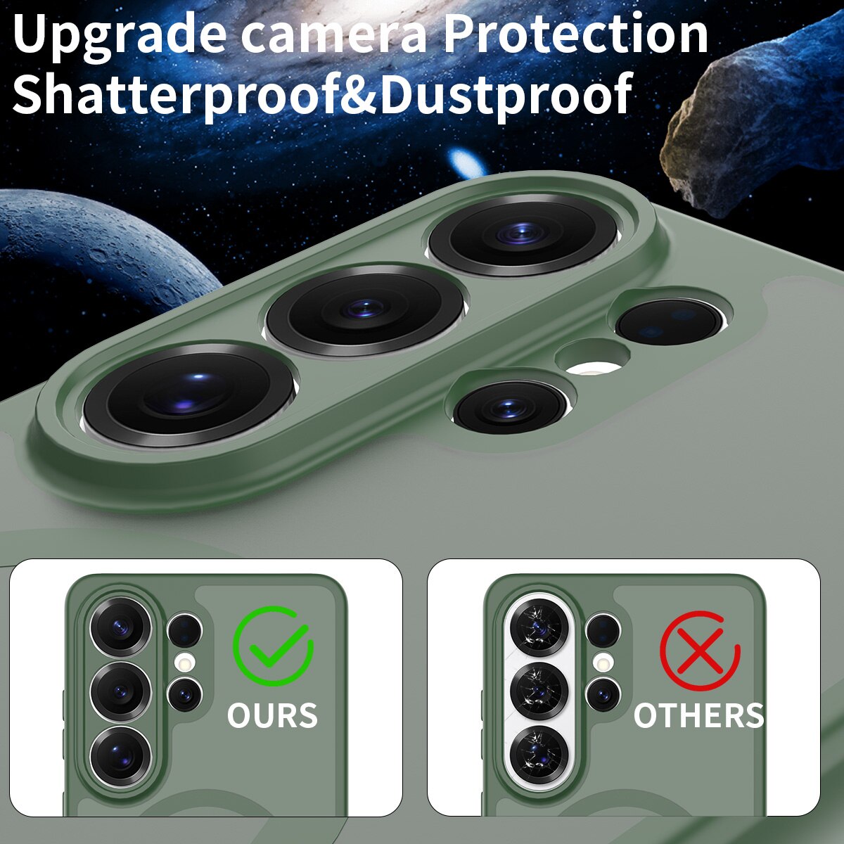 Husa de protecție pentru Samsung Galaxy S26 Ultra, verde închis, material TPU + Policabonat, protecție completă, anti-soc