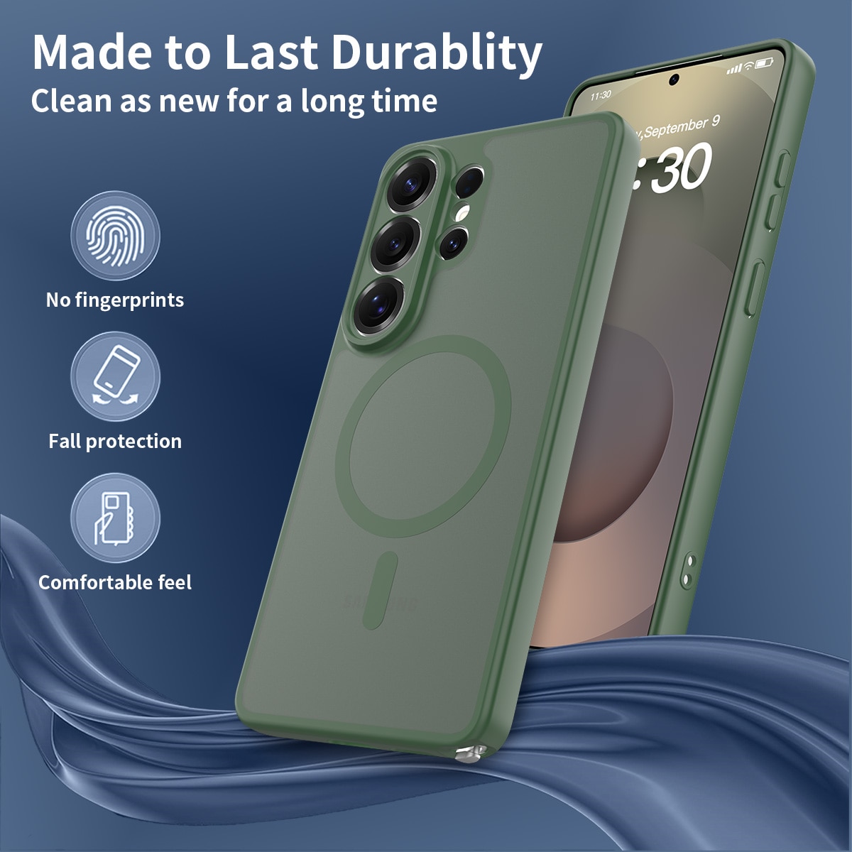 Husa de protecție pentru Samsung Galaxy S26 Ultra, verde închis, material TPU + Policabonat, protecție completă, anti-soc