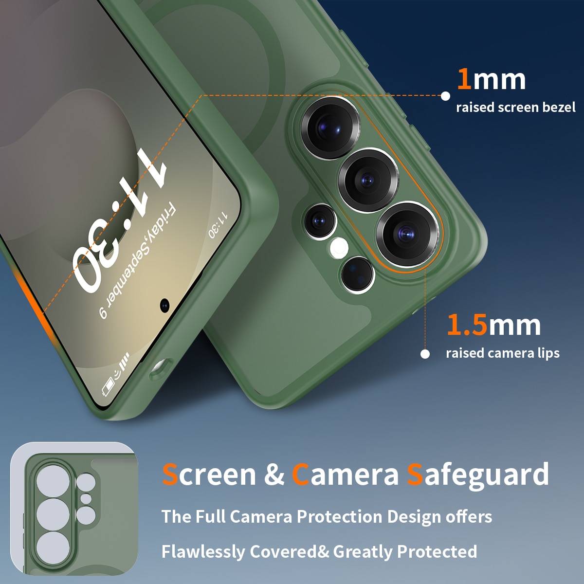 Husa de protecție pentru Samsung Galaxy S26 Ultra, verde închis, material TPU + Policabonat, protecție completă, anti-soc
