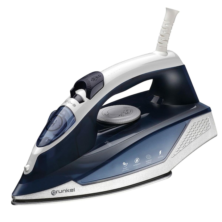 Fier de calcat, Grunkel, 2200W, 220V, Albastru/Alb