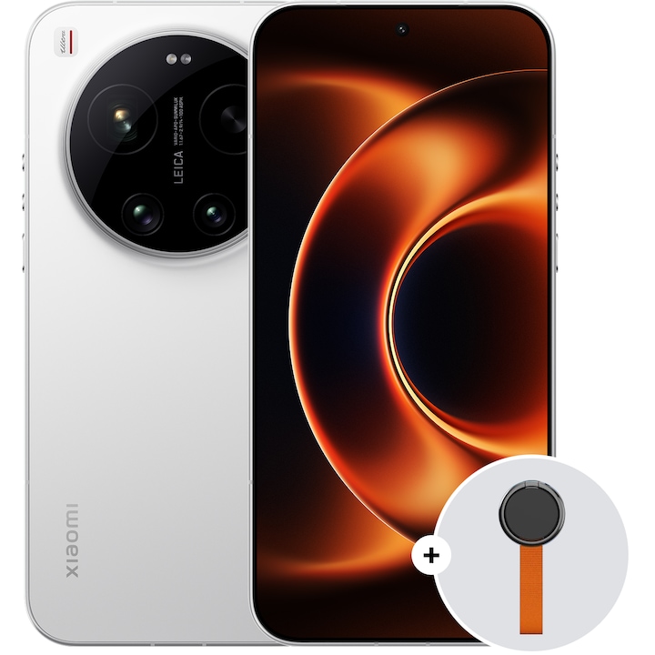 Telefon mobil Xiaomi 17 Ultra, 5G, 16GB RAM, 512GB ROM, Alb + Woven Strap Ring Stand