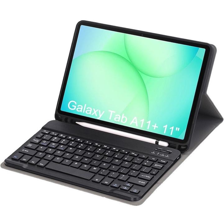 Husa cu tastatura pentru Samsung Galaxy Tab A11+, 2 in 1, Bluetooth, neagra