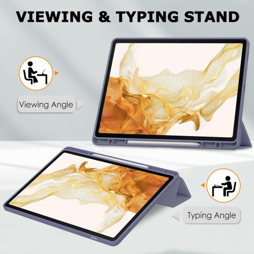 Husa Smart Cover compatibila cu Samsung Galaxy Tab S9 Plus/ S9 FE Plus 12.4inch, Slot Pen, Lavanda, TELGORBCS