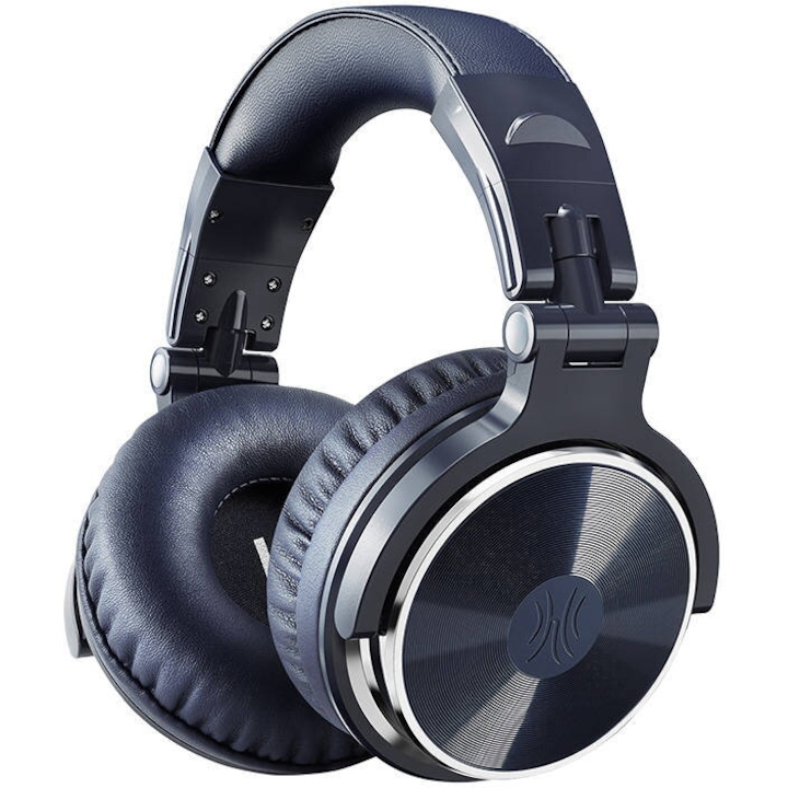 Casca OneOdio cu fir detasabil, tip over ear, utilizare profesionala, DJ, conectare prin Jack 3.5 mm | Jack 6.35 mm, difuzor 50 mm, impedanta 32 Ohm, albastru inchis, "Pro10-Dark-Blue"