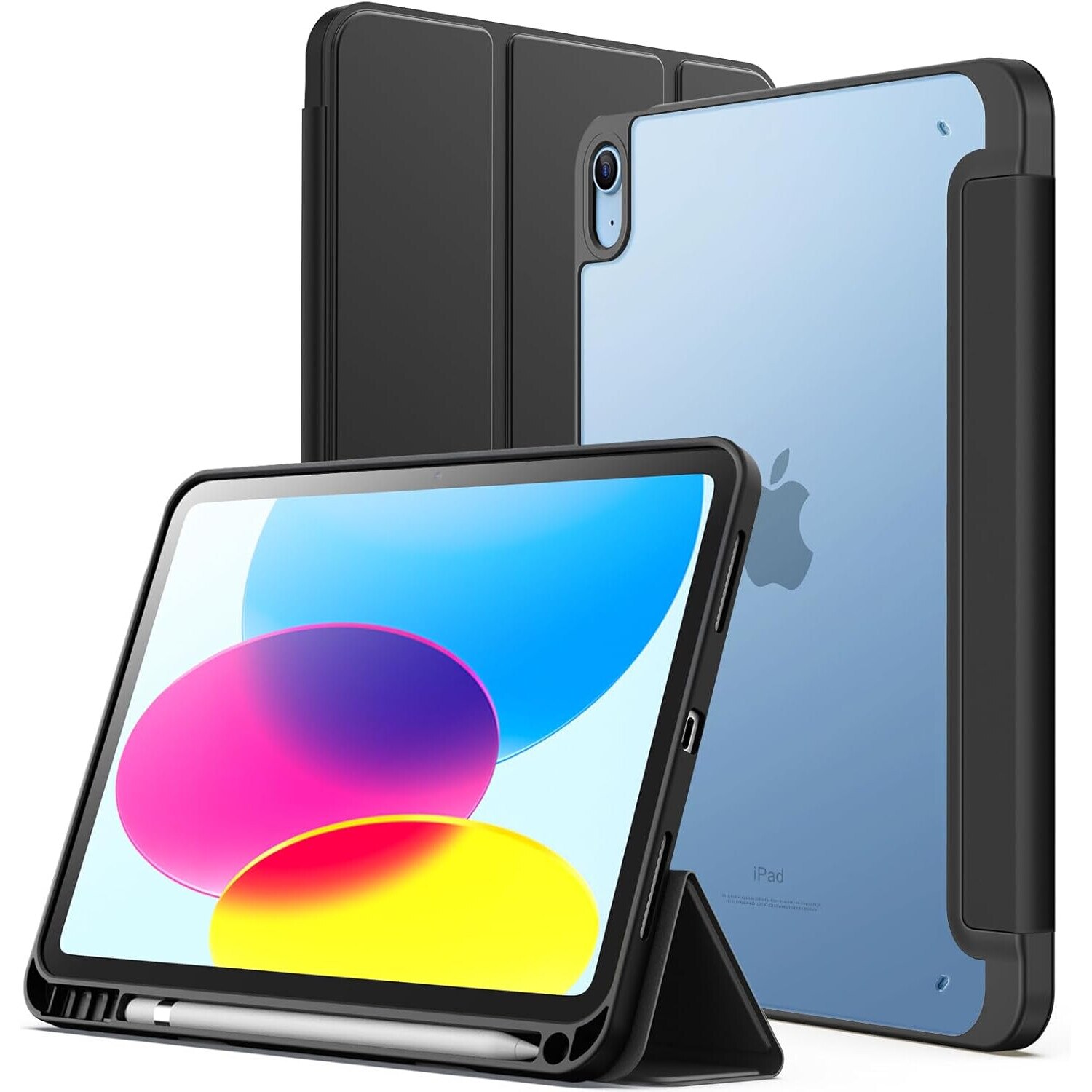 Husa tableta iPad 10 10, 9 inchi, model 2022, generatia a 10-a cu suport pentru creion neagra