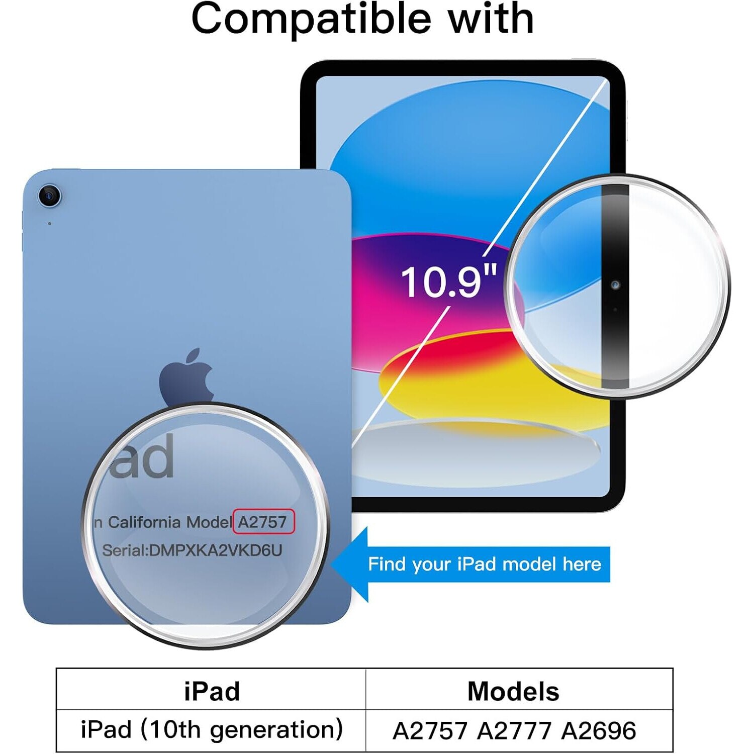 Husa tableta iPad 10 10, 9 inchi, model 2022, generatia a 10-a cu suport pentru creion neagra