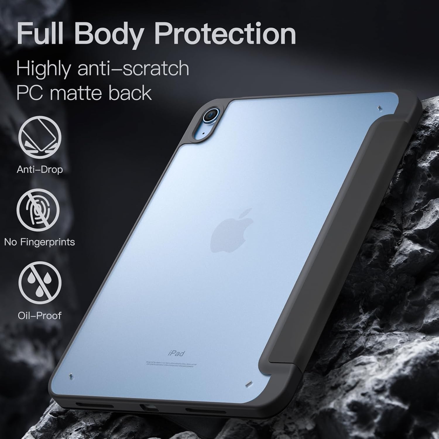 Husa tableta iPad 10 10, 9 inchi, model 2022, generatia a 10-a cu suport pentru creion neagra