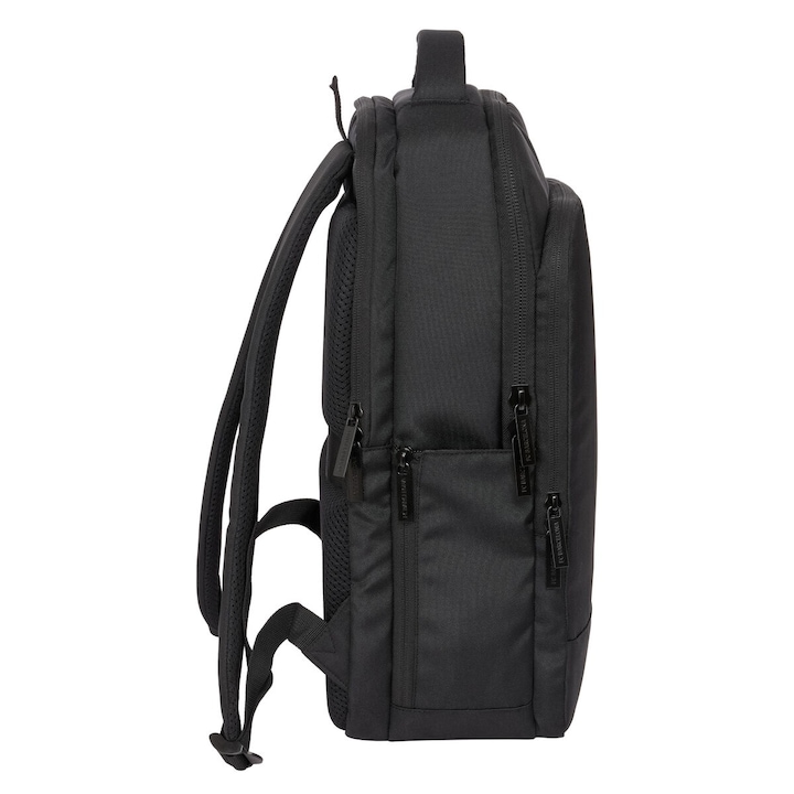 Rucsac laptop F.C. Barcelona, negru, 29x44x15 cm, cu conexiune USB, compartimente multiple