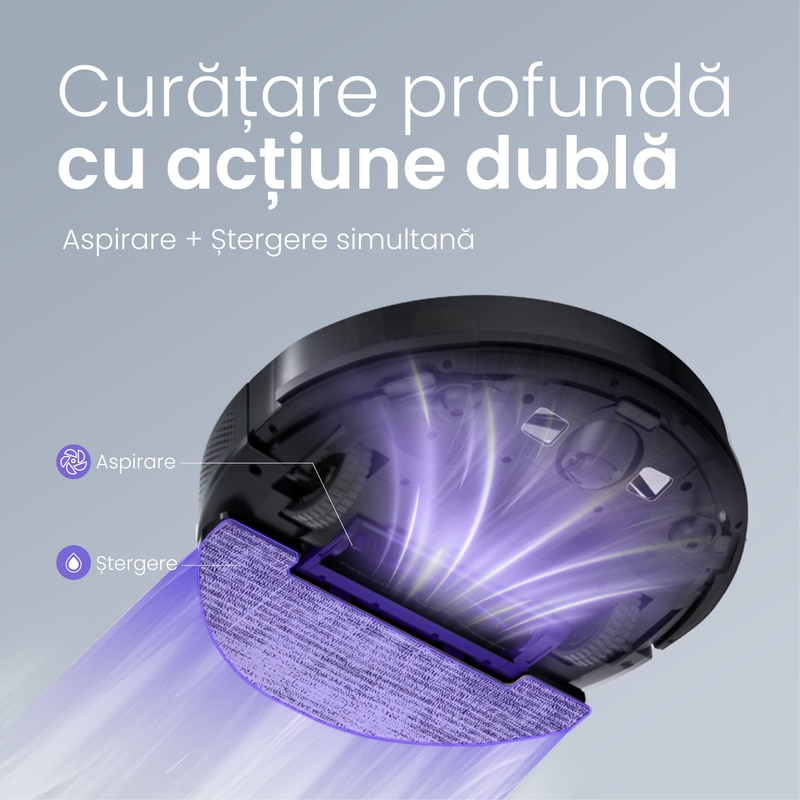 MonsgaClean MR1 Robot aspirator 4-in-1, 4000Pa, control prin aplicatie & Alexa, autonomie 140 min, ultra-subtire, auto-reincarcare, pentru par de animale si podele dure, negru