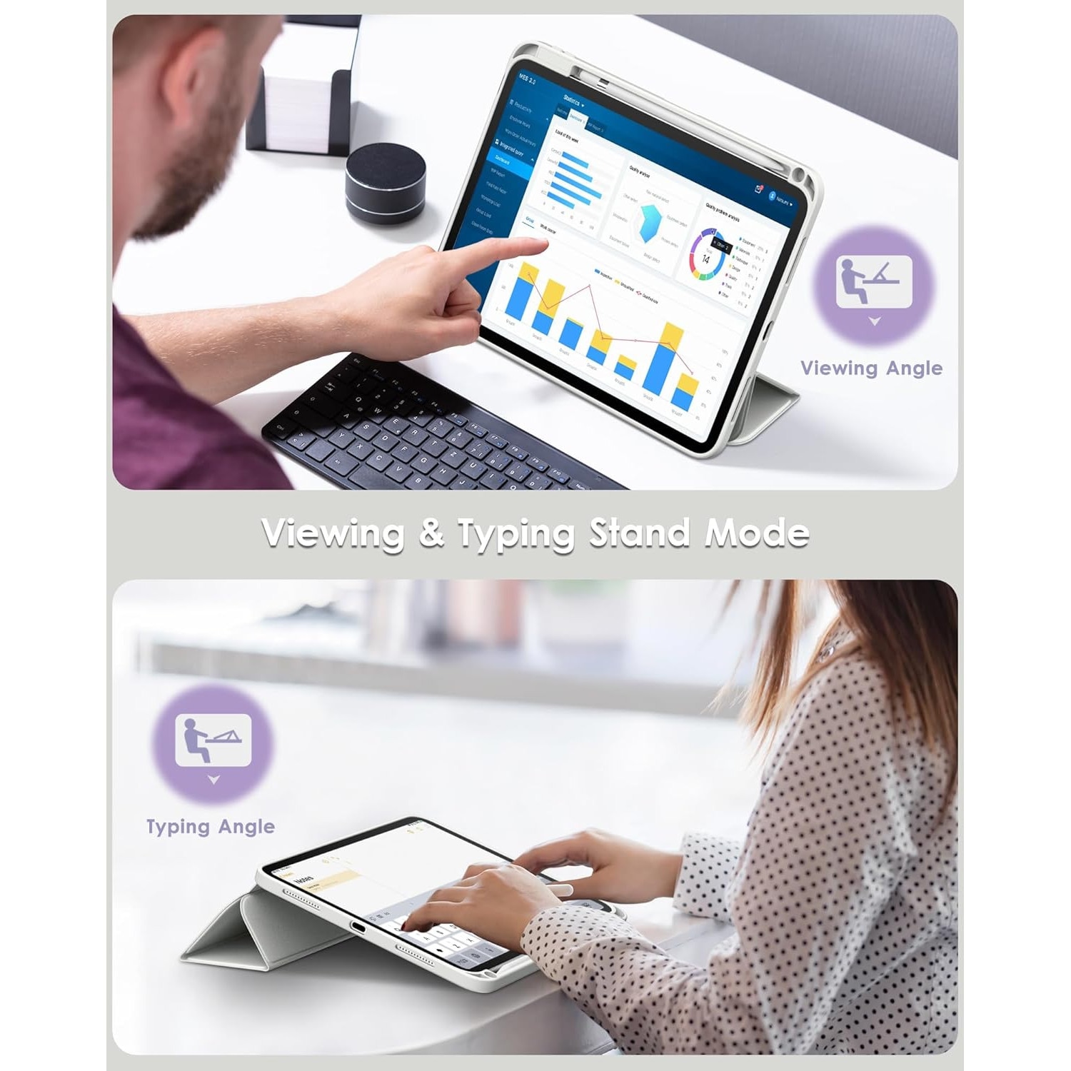 Husa pentru iPad 11 2025, iPad 10 2022 Soft Shell cu functie wake-up/sleep si compartiment pentru Apple Pen tip stand space grey