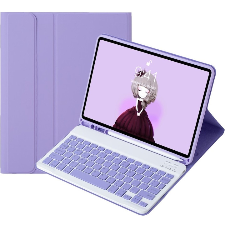 Husa cu tastatura Bluetooth pentru iPad 11 2025 A16 (generatia a 11-a) / iPad 10.9 2022 (generatia a 10-a), violet